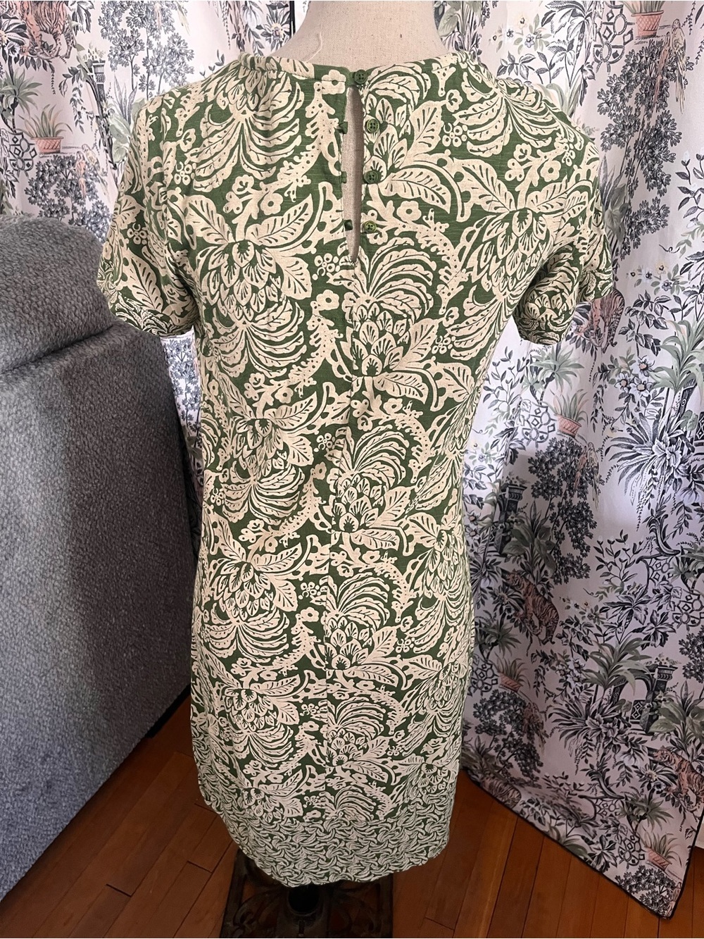 Fat Face Green and Cream Floral Dress size 2 - Picture 5 of 6